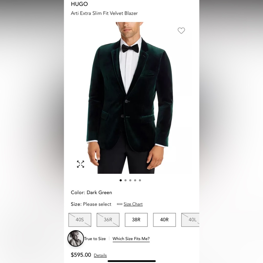 Hugo Arti Extra Slim Fit Velvet Blazer